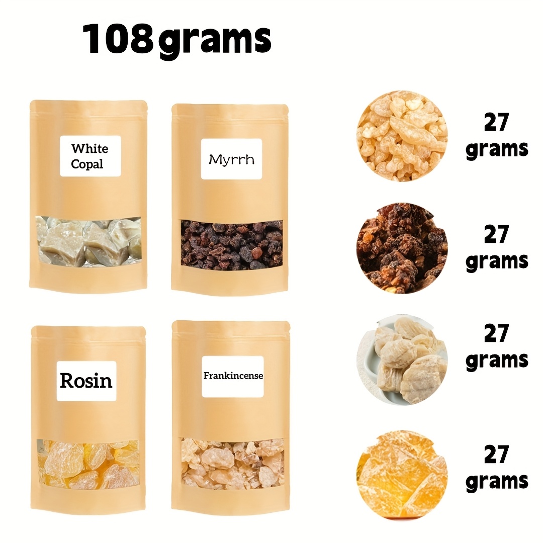 Image of 4 Kinds Of Natural Resin Combination Set, Frankincense//white Glue/rosin/, Natural Purification·soothing Home - Meditation Yoga Fragrance , Spiritual Cleaning + Air Purification