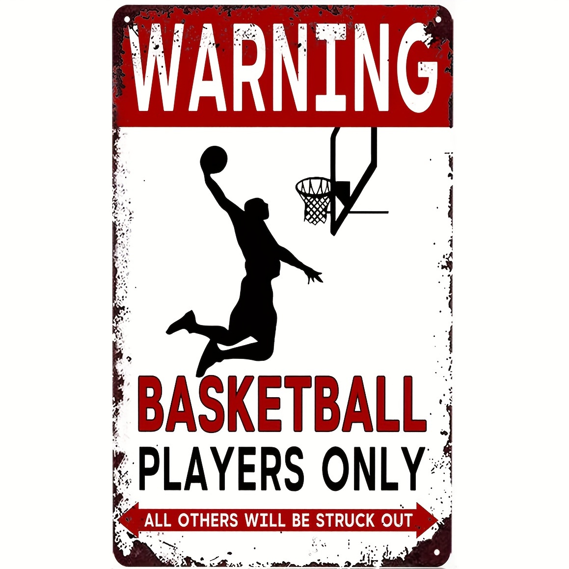 

1 Pc Metal Basketball Tin Sign For Wall Hanging, Multipurpose Sports Decor For Boys Bedroom, 8x12 Inch Vintage Warning Basketball Players Only Sign In English