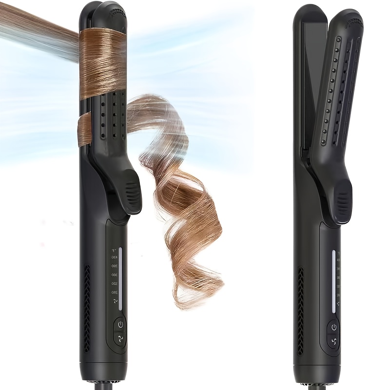 TEMU 2 In 1 Hair Curler And Straightener, Hair Styling Iron With 360&deg; Airflow And Cooling Vents, Anti- Feature, Adjustable Temperature Settings