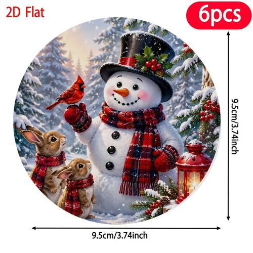 juego de 6 posavasos y - protectores de mesa de madera para cafeterías, oficinas, decoración - almohadillas de posavasos y de invierno para regalos de navidad, regalos de , decoraciones de madera multiusos, 2d
