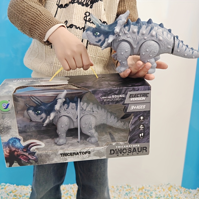 Electric Moving Triceratops Dinosaur Toy with Sound Effects
