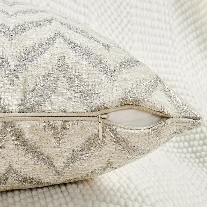 2pcs double sided chevron pattern jacquard throw pillow covers in blue gray and beige soft chenille texture decorative cushion covers for sofa couch chair living room bedroom decor inserts not included living room decor accents stylish cushion covers Product details 7