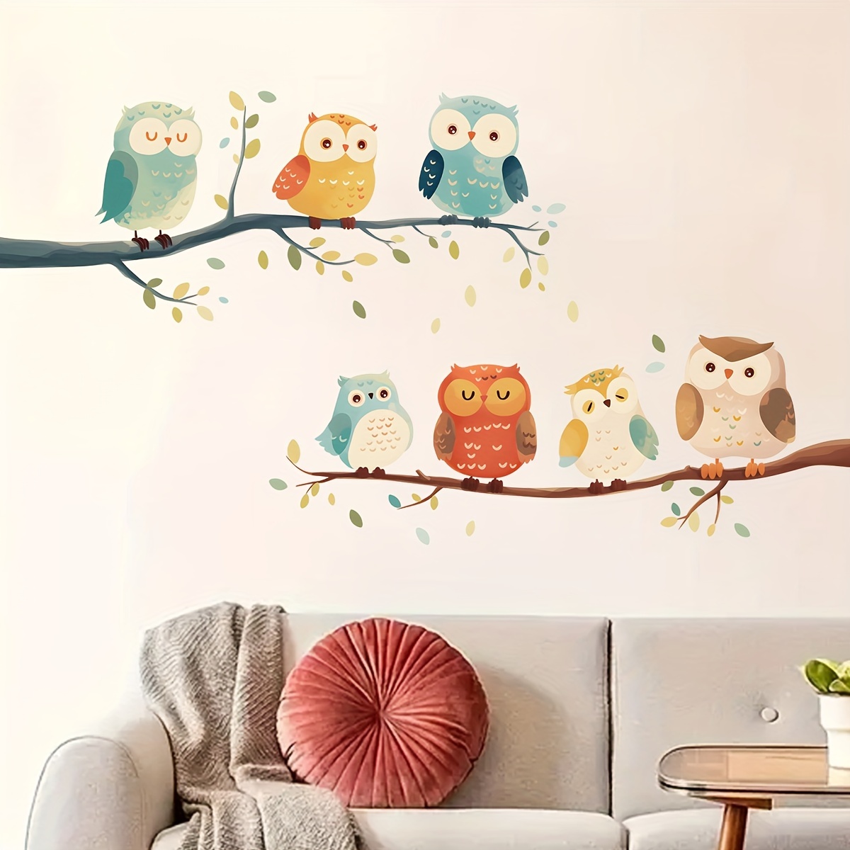 

7pcs Owl On Decoration For Entryway -adhesive Decals Sofa Tv Decoration