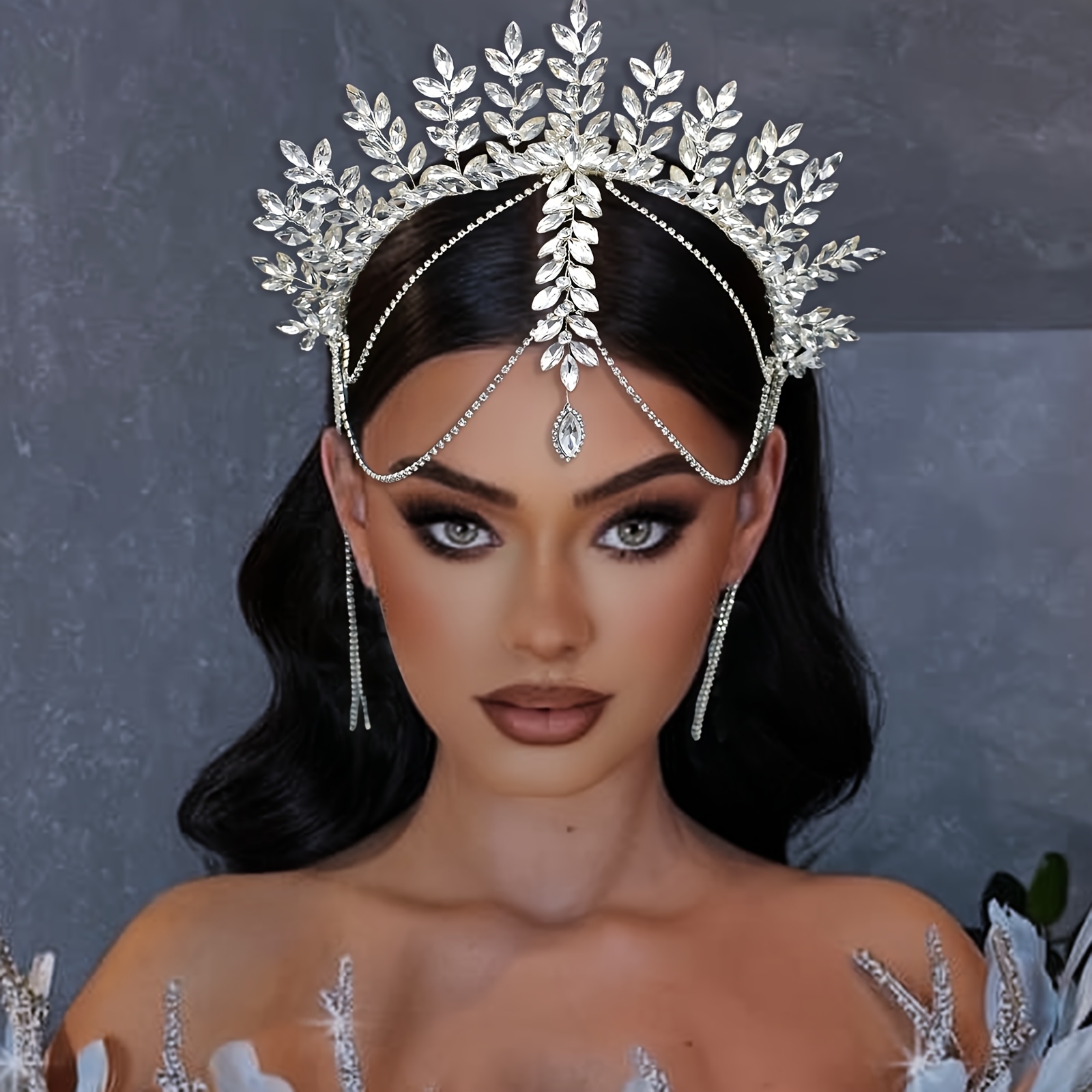 bir dona nafis chiroyli go'zal to'y taqilishi qo'lda tayyorlangan tassel to'y soch taqilishi barokko uslubidagi tiara zargarlik buyumlari bilan to'y qiz va kelinlar uchun bosh kiyim tafsilotlari 2