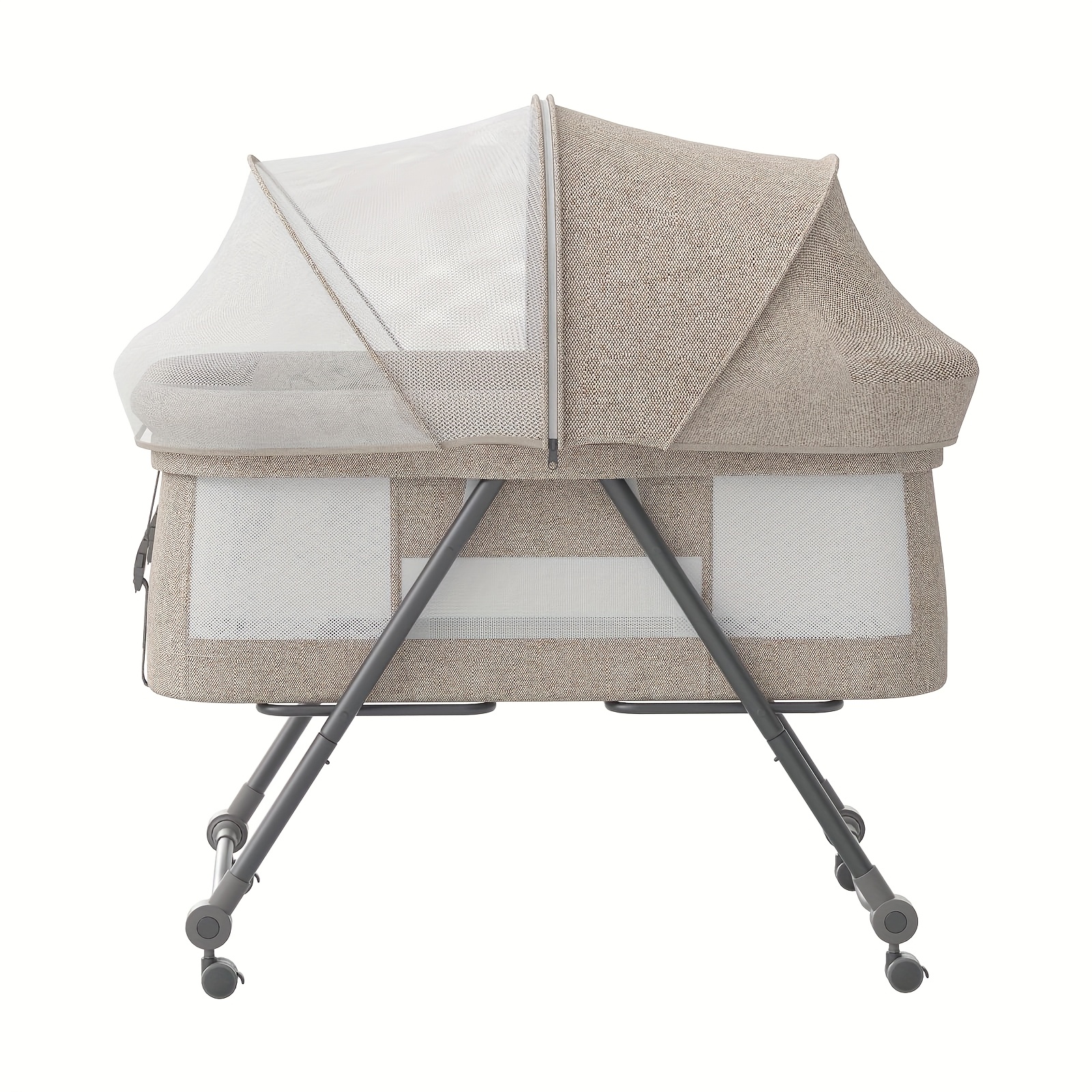 2-in-1 Folding Travel Cot with Safety Rails & Mosquito Net