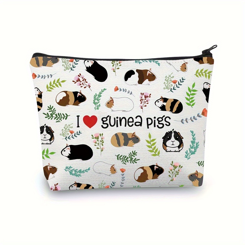 

Guinea Pig Lovers Polyester Cosmetic Bag - Cute Guinea Pig Print Zippered Pouch For Makeup And Party Supplies