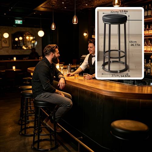 1pc high stool light luxury industrial style thickened leather bar chair mobile counter stool home and commercial stool suitable for room bedroom courtyard caf and bar and for settings such as homes
