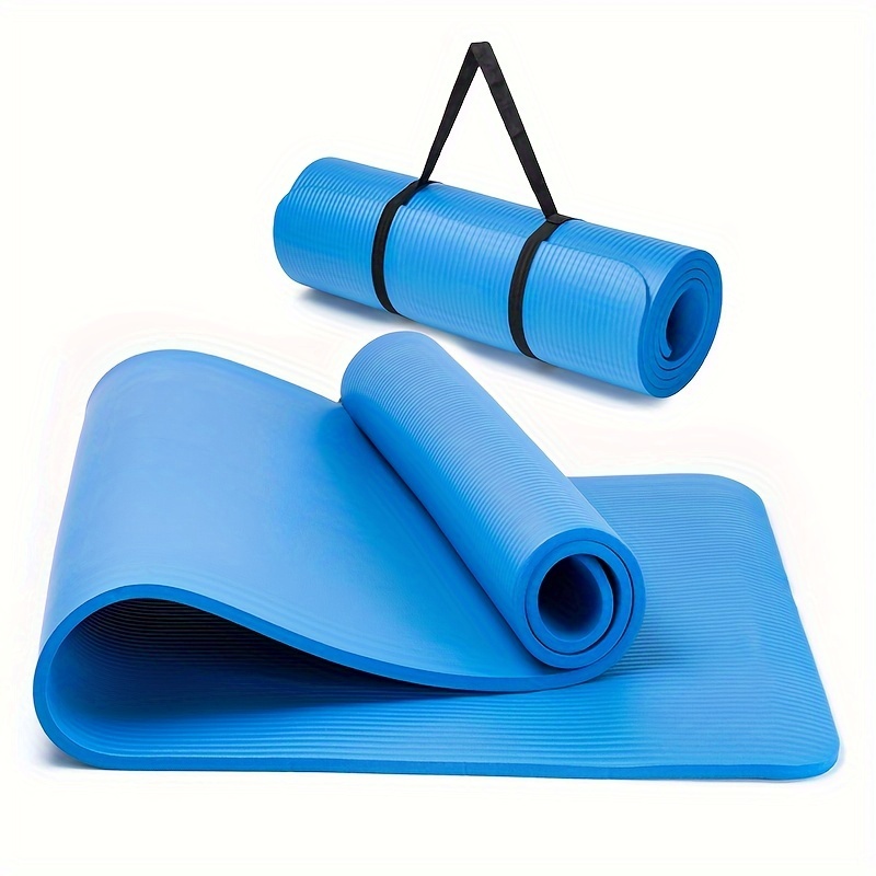 

1pc Thicken Yoga Mat With Carrying Strap, Moisture-proof Non-slip Fitness Mat, Suitable For Home Gym Training, Yoga And Pilates Exercise