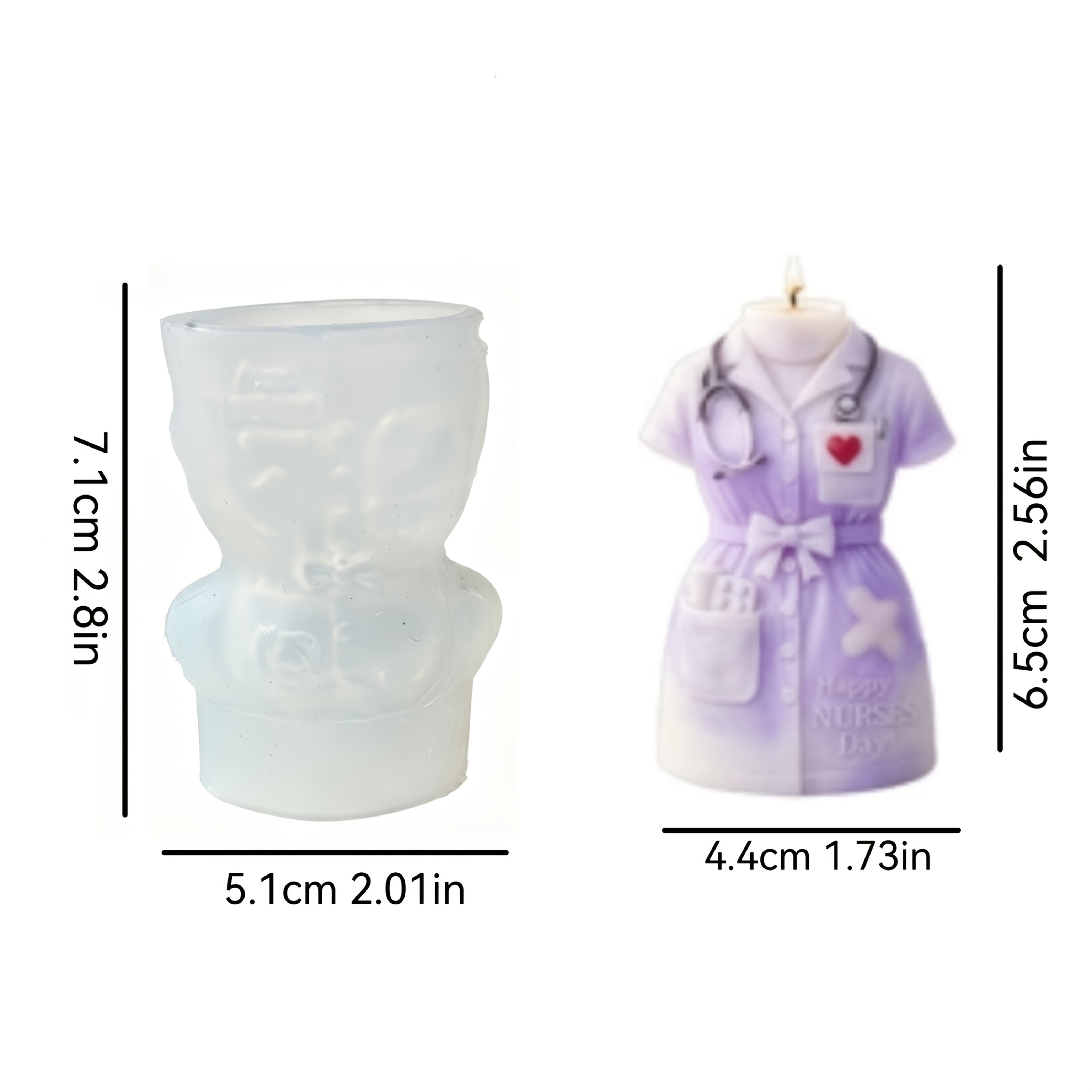 TEMU 3d Nurse Uniform-shaped Silicone Mold, Texture, High Temperature Resistance, , And Easy To Demold, Suitable For Making Scented Candles, Plaster