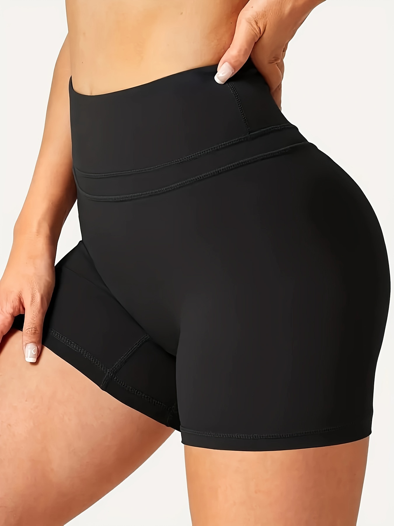 Plus Size Sports Shorts Women's Plus Ruched Contrast Binding - Temu