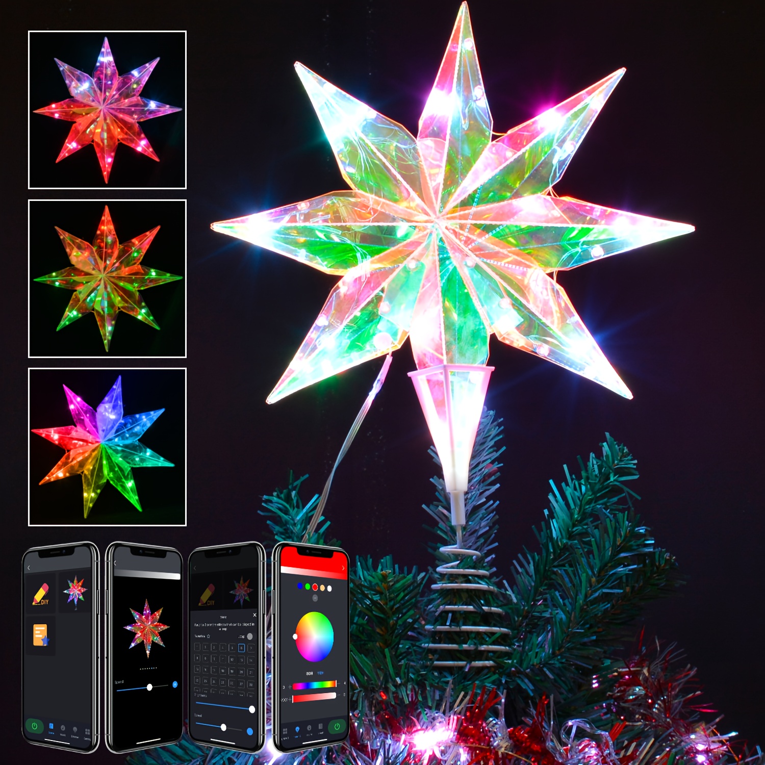 

Customizable Tree Topper - App-controlled, 23 , Usb Powered For Christmas & Holiday Decor, Home, Office, And Themed Parties