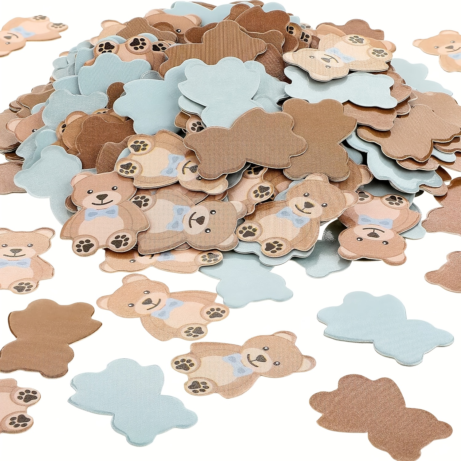 Image of 200pcs Teddy Bear Confetti Shower Paper Confetti For Party Table Home Decorations, Inch(blue, Brown)