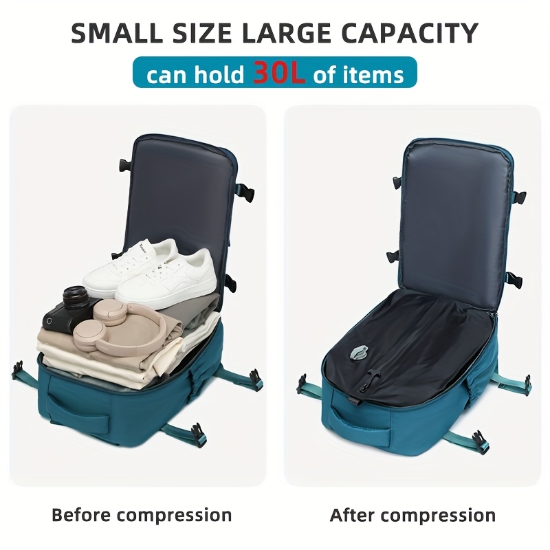 Maleta de viaje con mochila de compresión al vacío mejorada y bomba de aire, bolso de viaje de gran capacidad aprobado para avión 40x25x20 cm, mochila multifuncional de doble hombro, incluye funda de compresión al vacío con bomba, herramienta de almacenamiento que ahorra 50% de espacio, juego de bolsas de vacío con capacidad expandida, ideal para viajes familiares