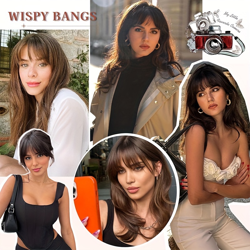   in wispy bangs with temples natural black straight hairpieces for women girls   casual attire details 1