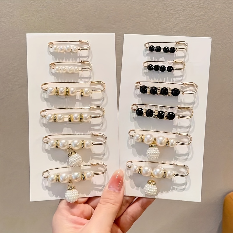 

12pcs Alloy Pant Waist Pin Clips, Adjustable Clothes Tightener, 3 Sizes, Fashion Accessory For Secure & Discreet Fit, With Pearls And Rhinestones