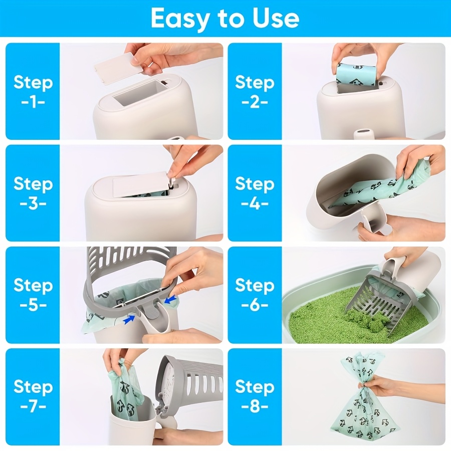 1 pelle à litière pour chat avec 1 rouleau de sac, fabriquée en PP durable pour un ramassage et un tamisage en profondeur, conçue pour un nettoyage efficace, convient à toutes les races de chats - Outil d'entretien de la litière pour animaux de compagnie