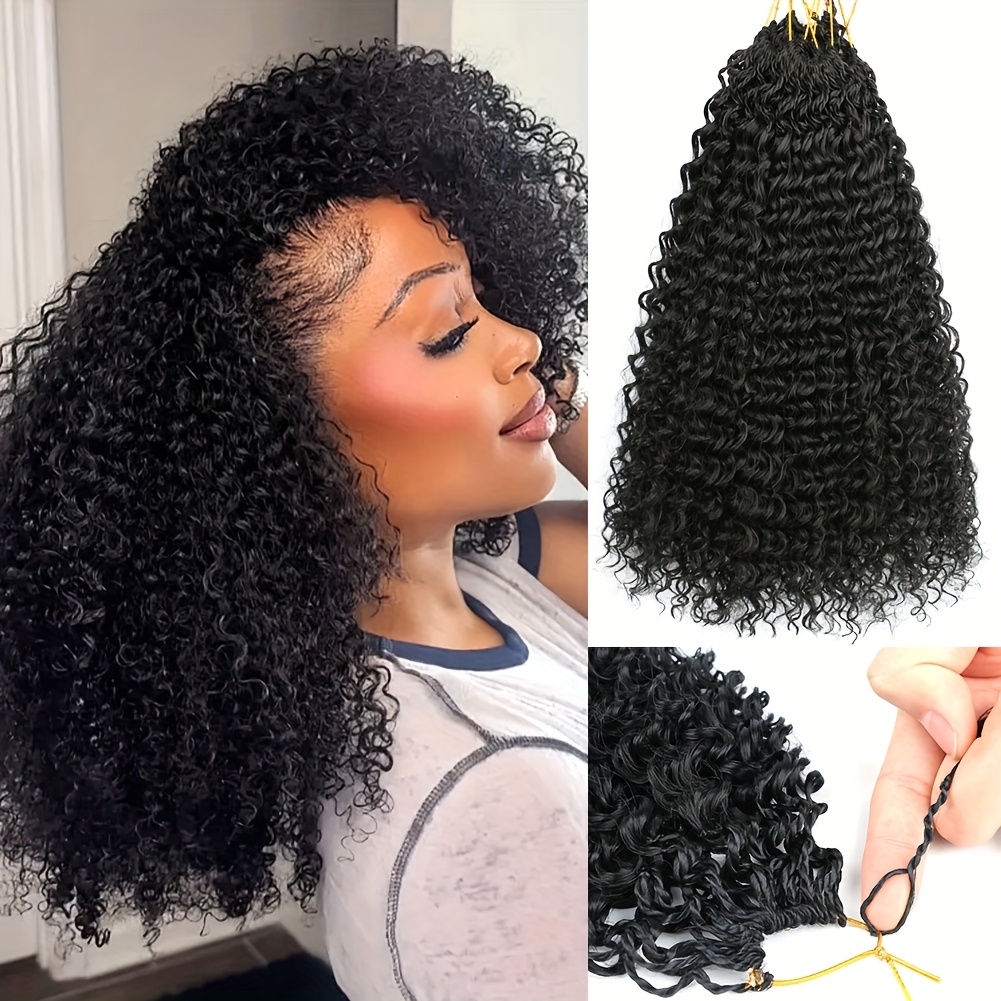 TEMU 3 Packs Extensions de Cheveux Synthétiques Afro Bouclés Kinky 12 Pouces, Mini GoGo Curl, Cheveux Crochet Doux et Élastiques, Crochet Afro pour