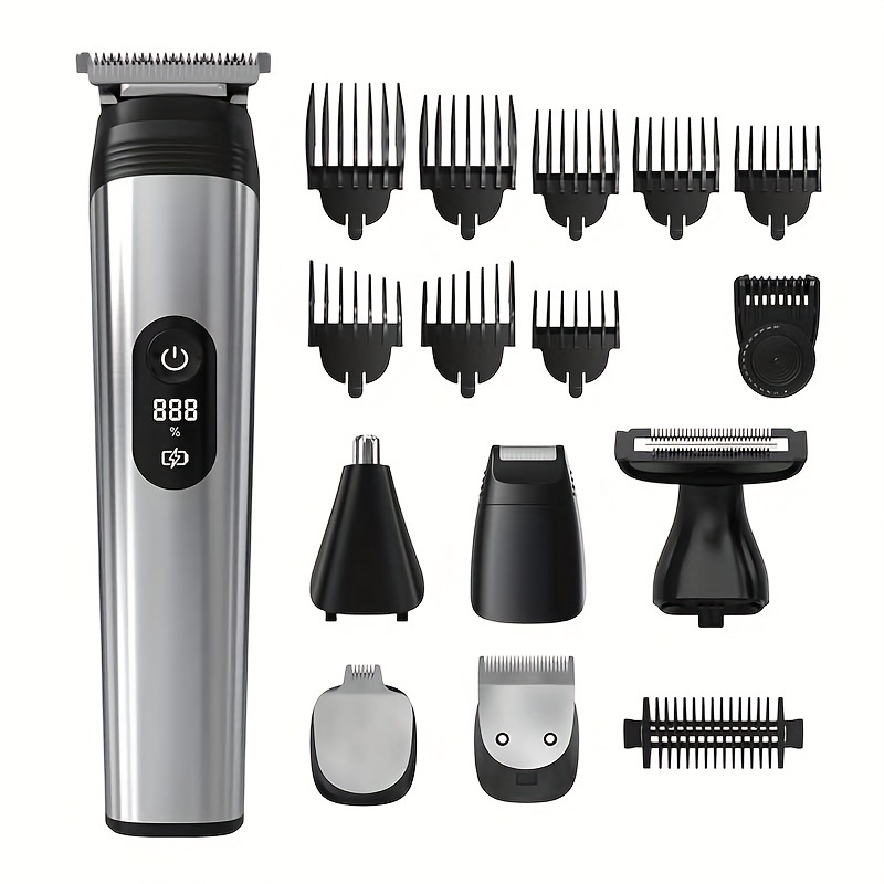 

Men's Professional Cordless Trimmer, Electric Beard Trimmer, Smart Vacuum Hair Clipper, Automatic Suction Hair Cutting Kit, 0 Gap Trimmer With Led Display