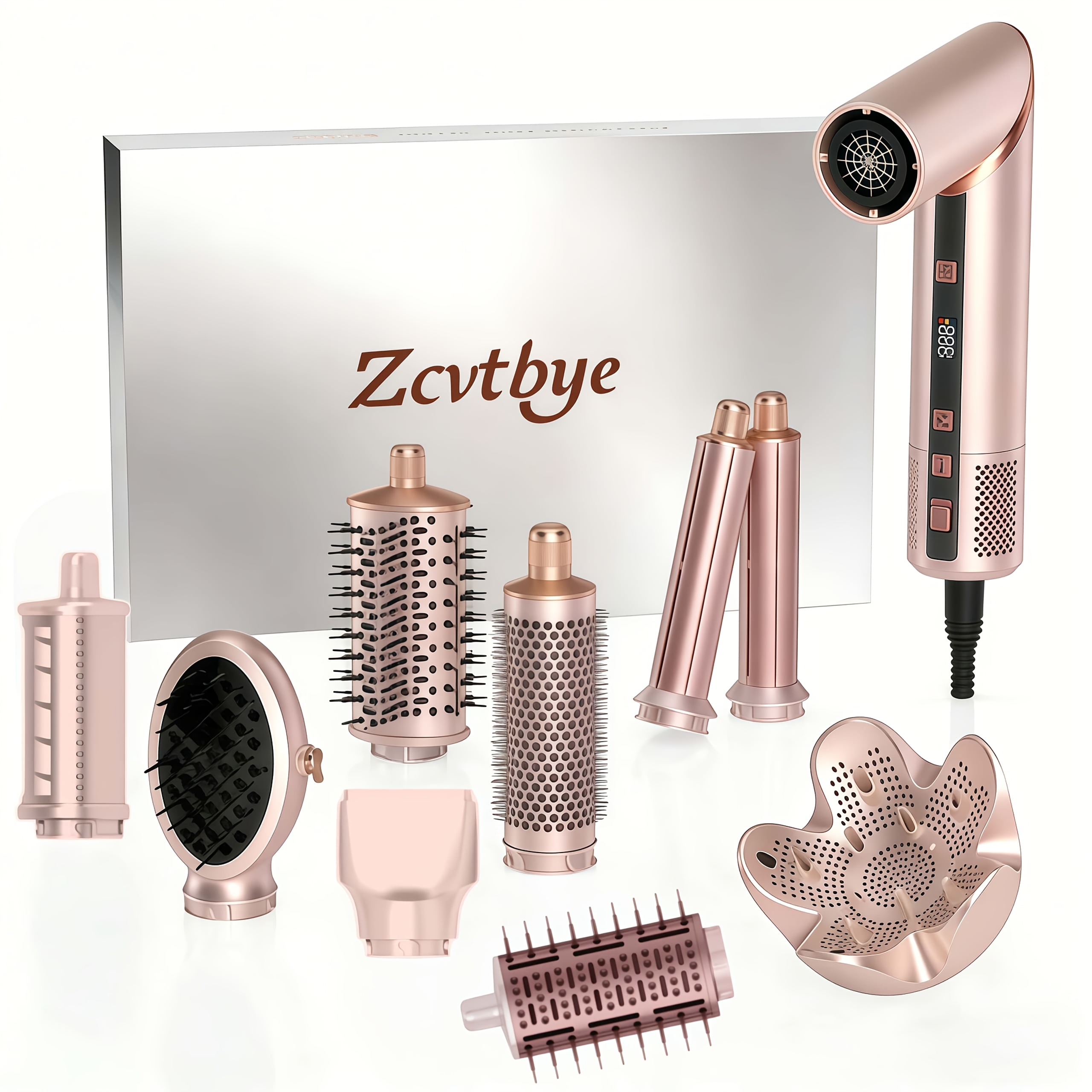 Image of The Gift: 9-in-1 Hot Air Styler Brush, 2-in-1 Blow Dryer And Straightener With Auto- Feature, Quick Drying For Smooth Hair, Gift For Her (mom/girlfriend/wife) For Valentine's/christmas