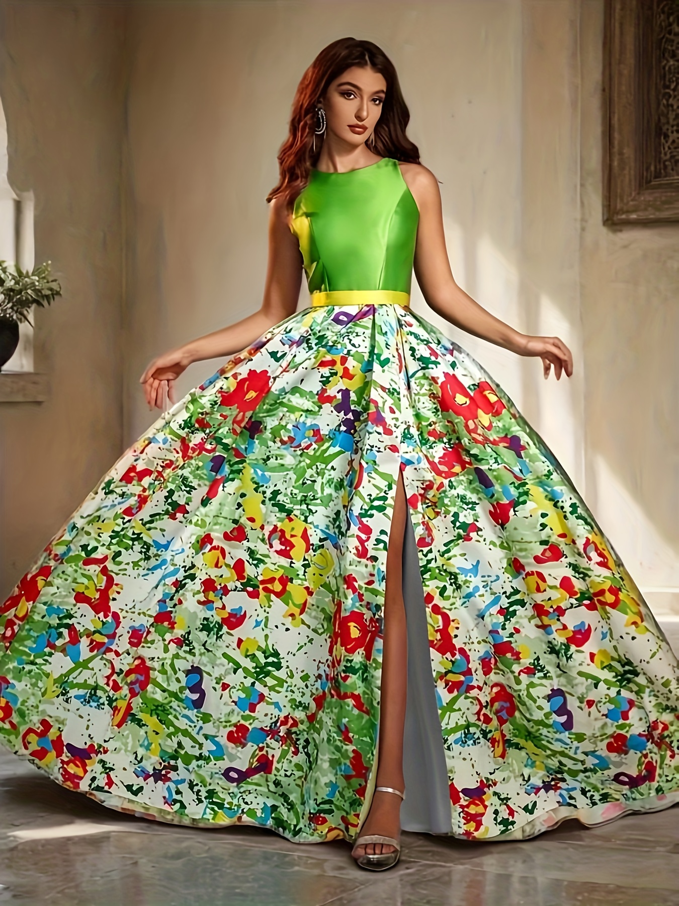 gilli dress Tropical Print Angel Sleeve Maxi Dress