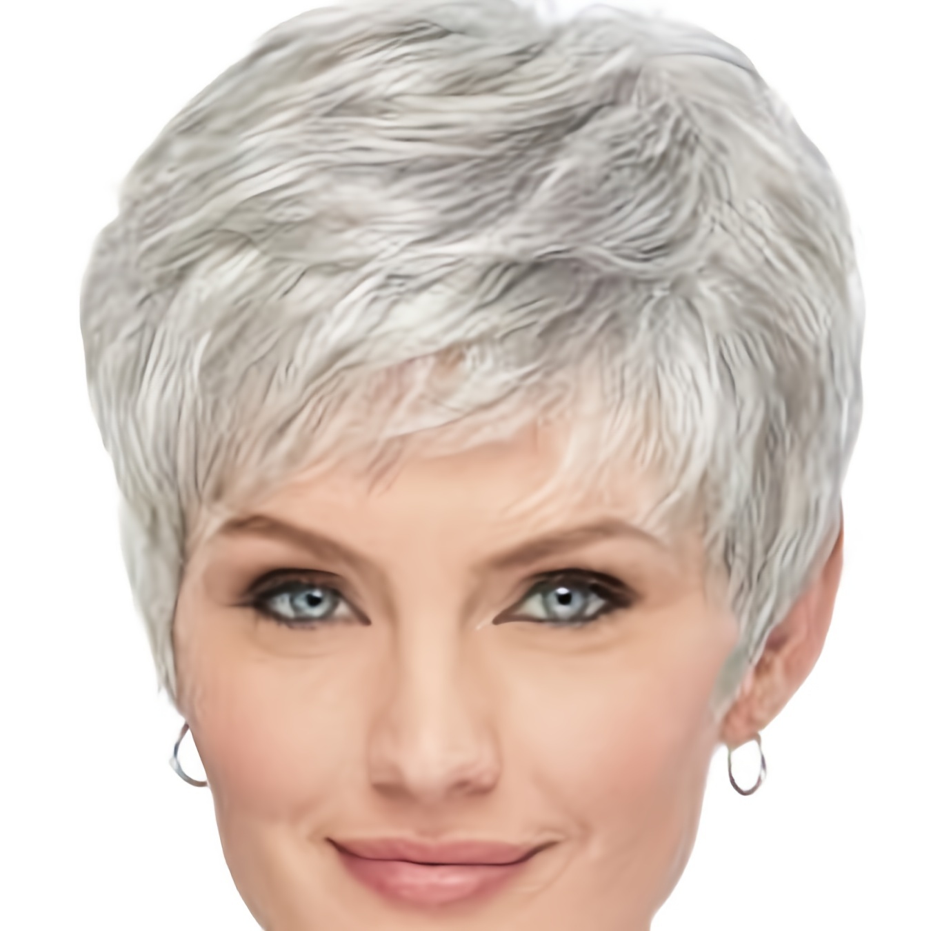 

European And American Synthetic Women's Temperament, Gray Short Hair Wig, Curly Hair, Oblique Bangs, New Silk Braided Head Covering