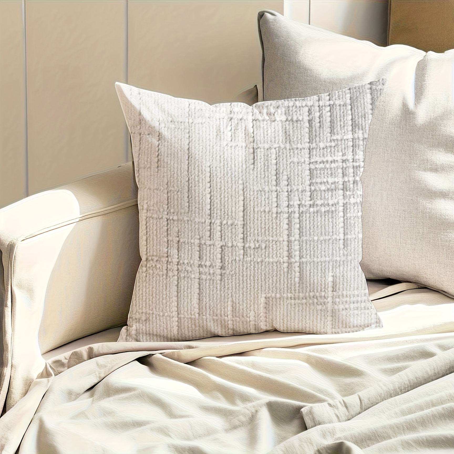 4pcs of Luxury Chenille Pillowcases - Double-sided Bamboo Joint Design, Zipper Closure, Soft Texture Fabric, Modern Style Decorative Cushion Covers Suitable for Sofas and Bedrooms Home Decoration Embellishments, Elegant Room Accessories, Texture