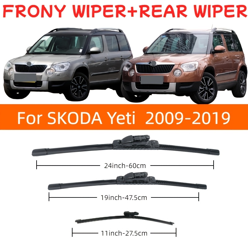 E-shop Passend für SKODA Yeti 2009-2019 Front- Heckscheibenwischer-Set, Größe 24''+19''+11'', Ersatz-Wischerblätter Zubehör - 3 Stück