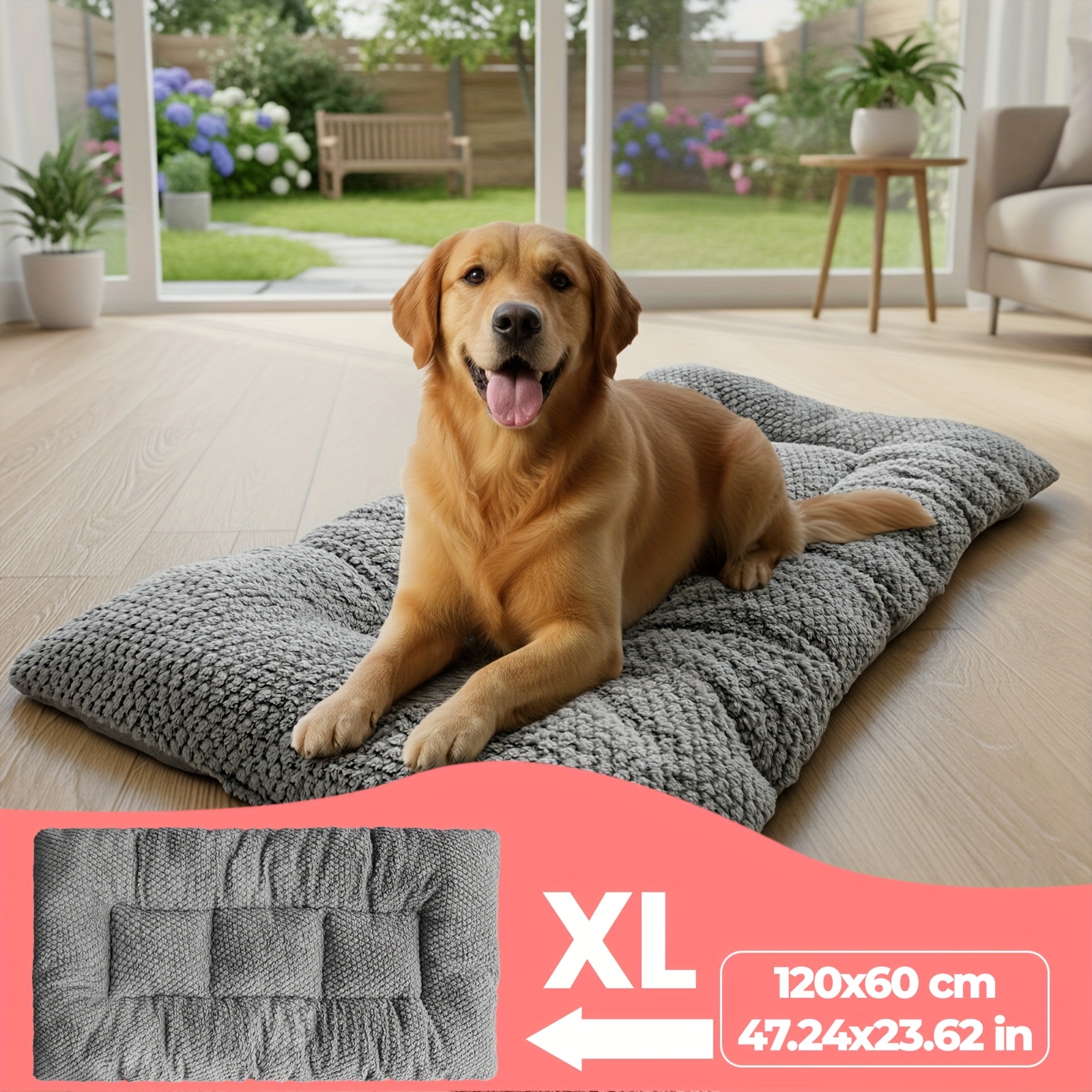 E-shop Extra große Plüsch-Boxenunterlage für Hunde, Haustierbett mit Kissen erhöhten Rändern – verdickte, ultraweiche Polyester-Matratze für Hunde &