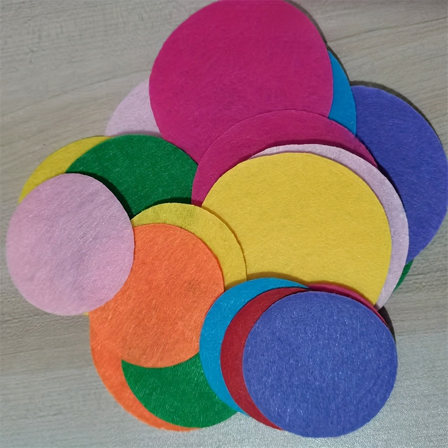 

50pcs Assorted Colors Felt Circles For Diy Crafts - 2.36", 2.76", 3.15" Diameter, 0.5mm Thickness - Scrapbooking & Sewing Projects