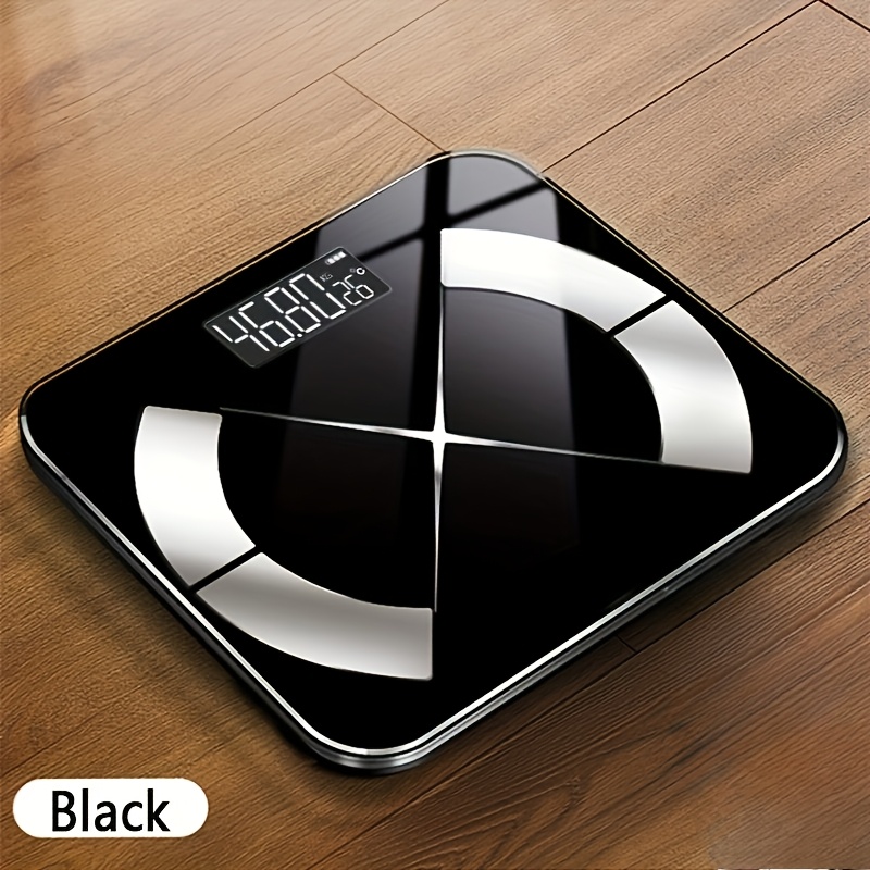 컴팩트 & 귀여운 스마트 디지털 체중계 - 슬림 블랙, 배터리 없는 작동, 25가지 키 구성 분석, 가정 및 욕실용, 체중 관리 도구|  체중계|유리 표면 체중계