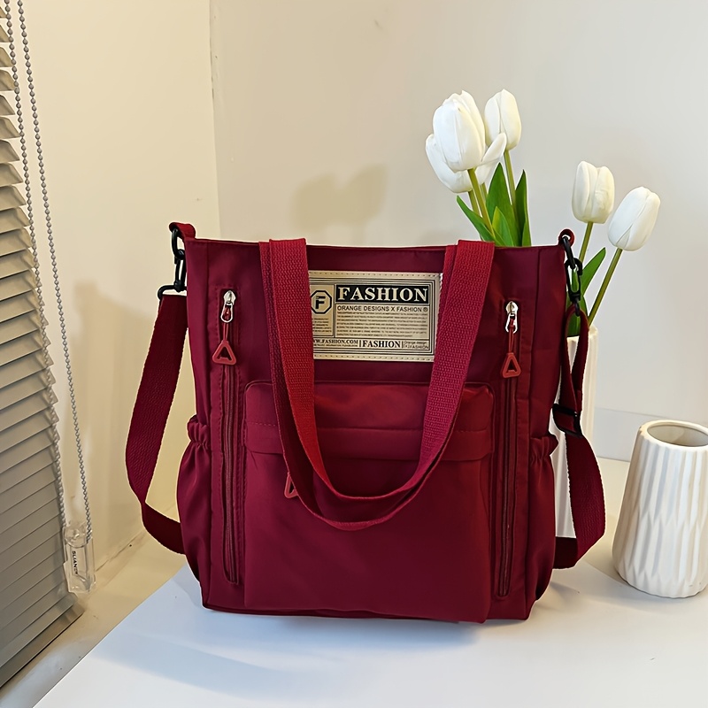 TEMU Trendy Casual Large-capacity Letter Print Tote Bag, Suitable For Commuting To College/university Classrooms, Work, Festivals, Holidays, Parties,