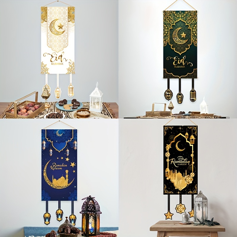 Pancarta decorativa Eid Mubarak 2024, decoración de Kareem Ramadán para el  hogar, bandera colgante Mubarak, decoración de fiesta musulmana islámica  Eid Al Adha - AliExpress