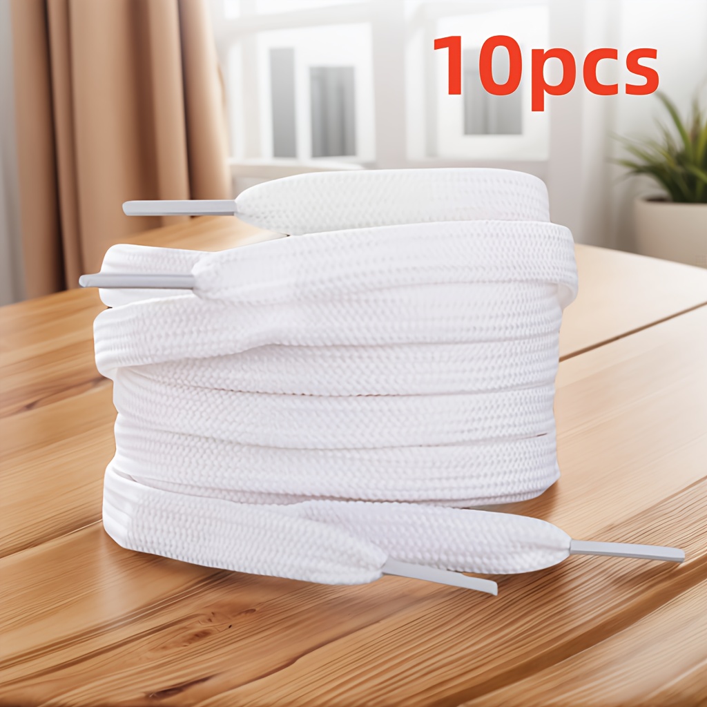 10 stück polyester-sport-schnürsenkel,   und flach, in schwarz und weiß erhältlich, 120 cm, passend für alle schuharten