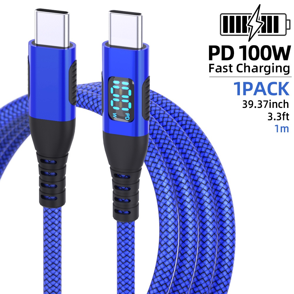 USB-C Auf USB-C Kabel 2m [2 Stück] – 100W PD 3.0 Schnellladekabel Mit Nylon Für IPhone, Galaxy, MacBook