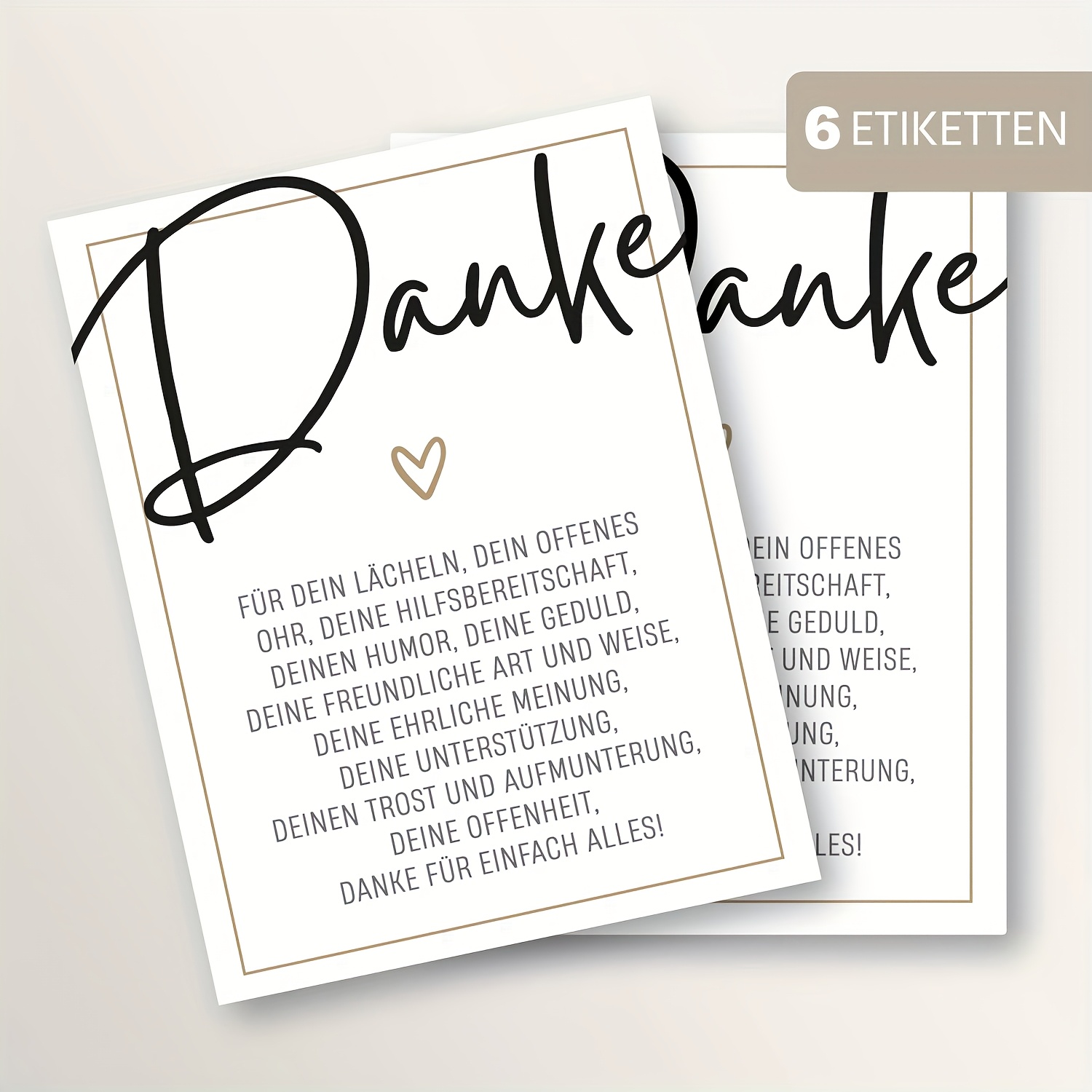 6pcs/pack, Wine Bottle Labels With German "thank You For Everything" Self-adhesive Labels, Perfect For Wine Gift Tags, Birthday Gift Labels