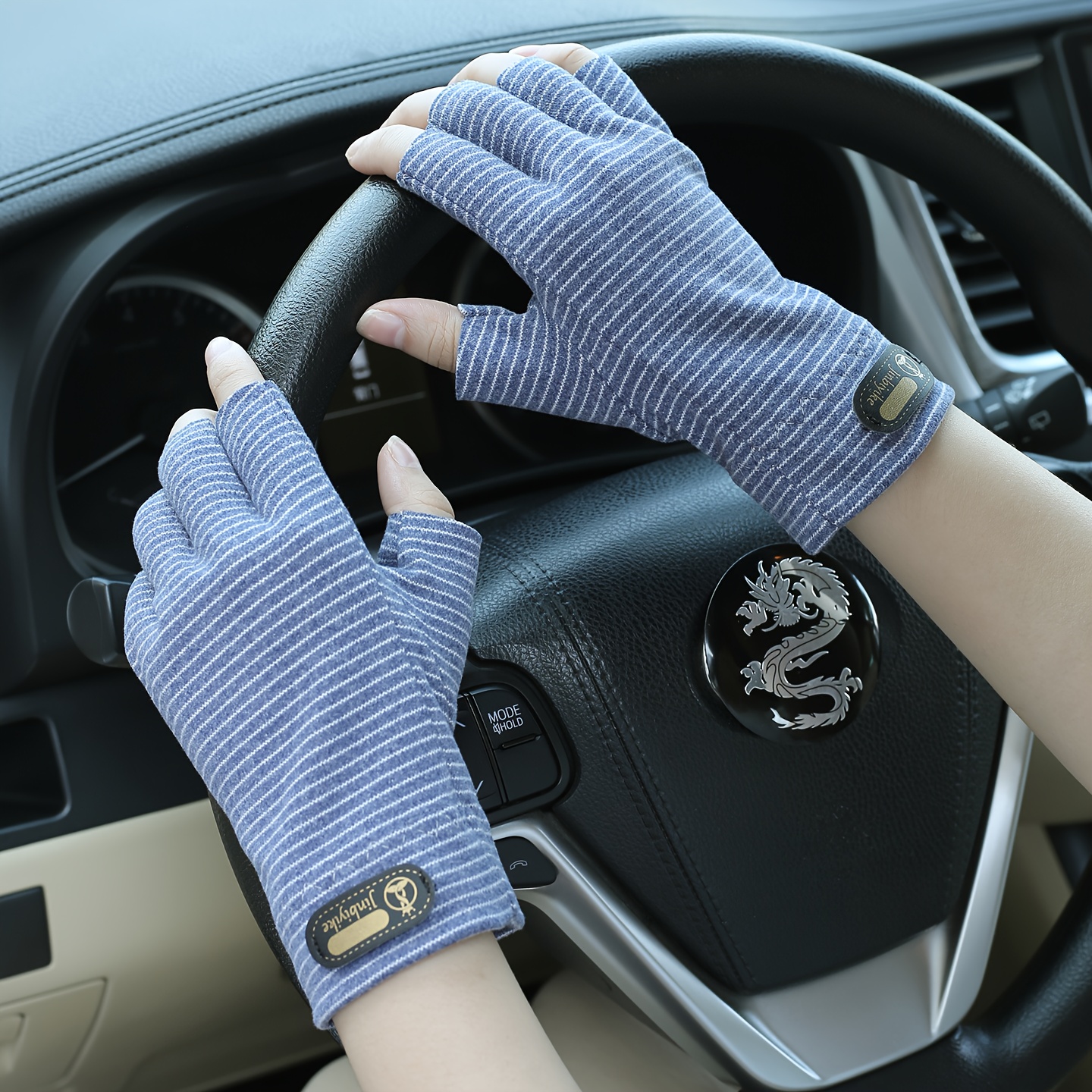 TEMU Guantes largos de medio dedo gruesos de otoño/invierno para , forrados para mayor , sin dedos para cubrir, calentadores de muñeca, 1 par