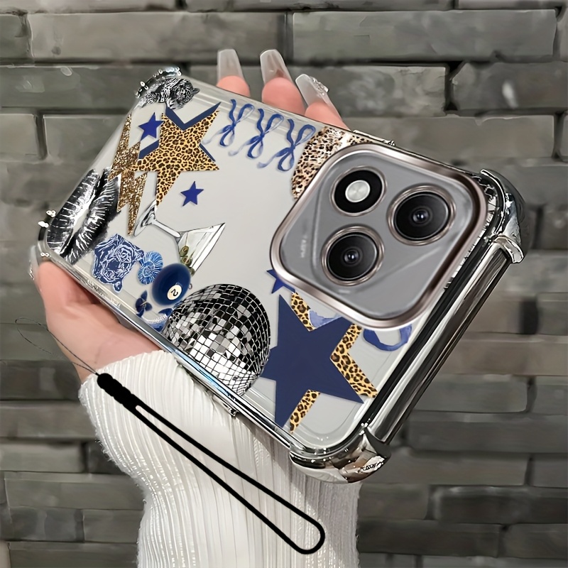 TEMU Étui de Téléphone : Étui Compatible avec Honor 400 Lite, avec Lanière, à Motif Cartoon Créatif, Combinaison de Couleurs Tendance, -Chute, Coque