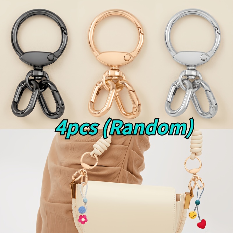 TEMU 4pcs Random Colors Alloy Anti- Swivel, Quick Release Spring Snap Hook For Purse Making, Durable Metal Oval Ring Hardware, Silver