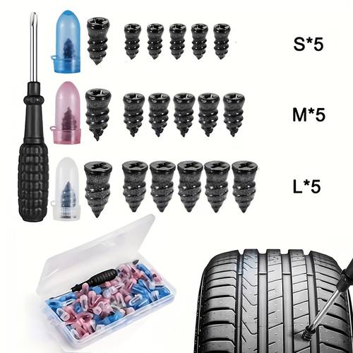16 85 piece universal tire repair plug kit quick tire repair kit suitable for cars motorcycles suvs trucks bicycles tire repair tools tubeless tire repair screwdriver