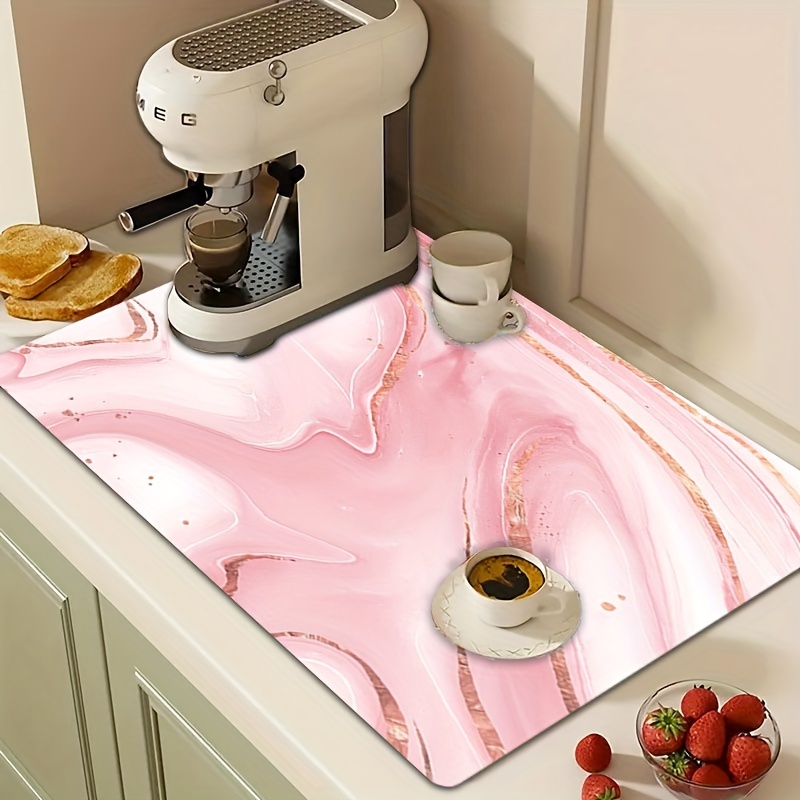 

1pc Mud Dish Drying Mat - , Polyester & Bathroom Countertop , For Utensils And Tableware, For