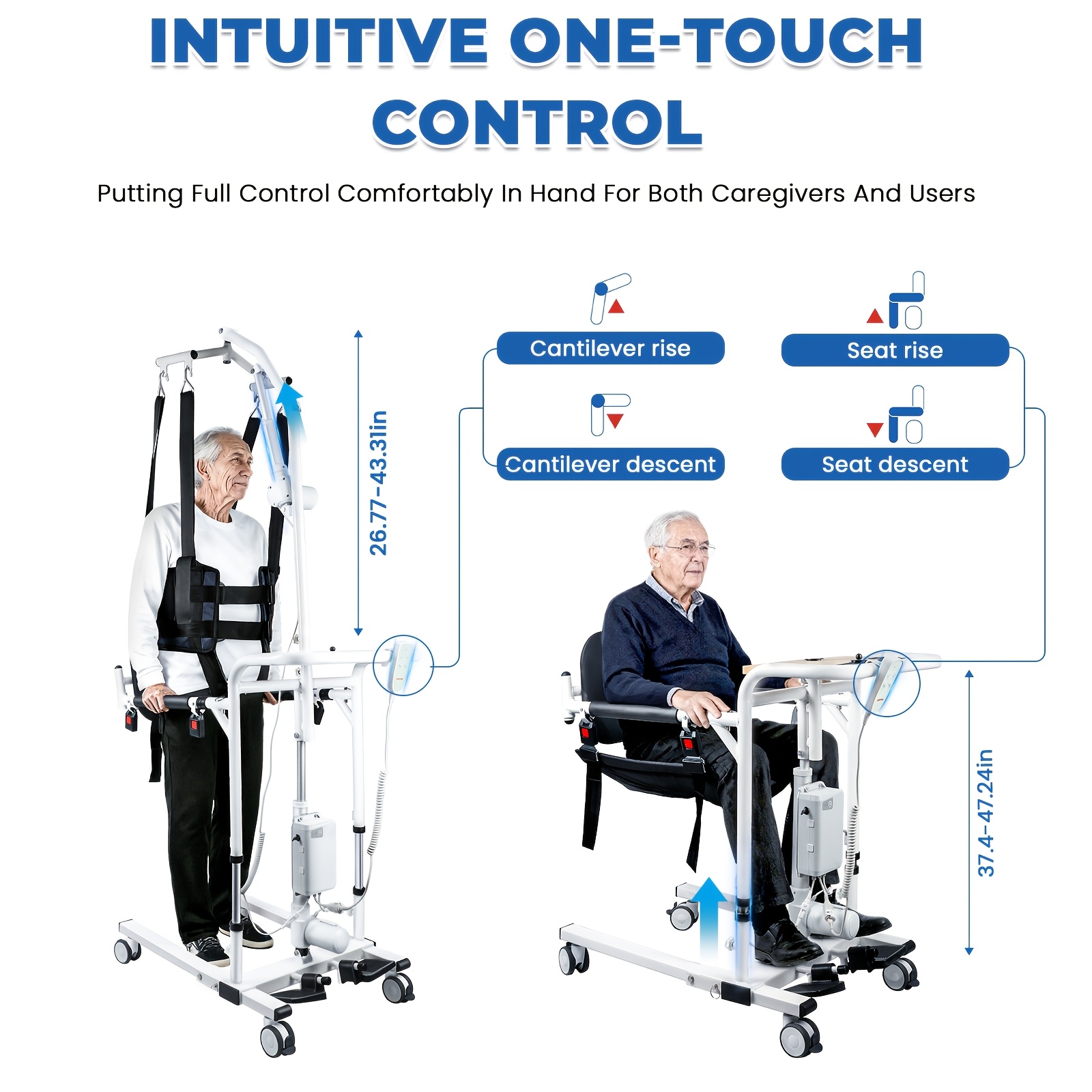 household and automotive lifting mobile equipment adjustable height base width manual operation sturdy backrest to prevent   standing aid and support frame   with seat belts and armrests Product details 0