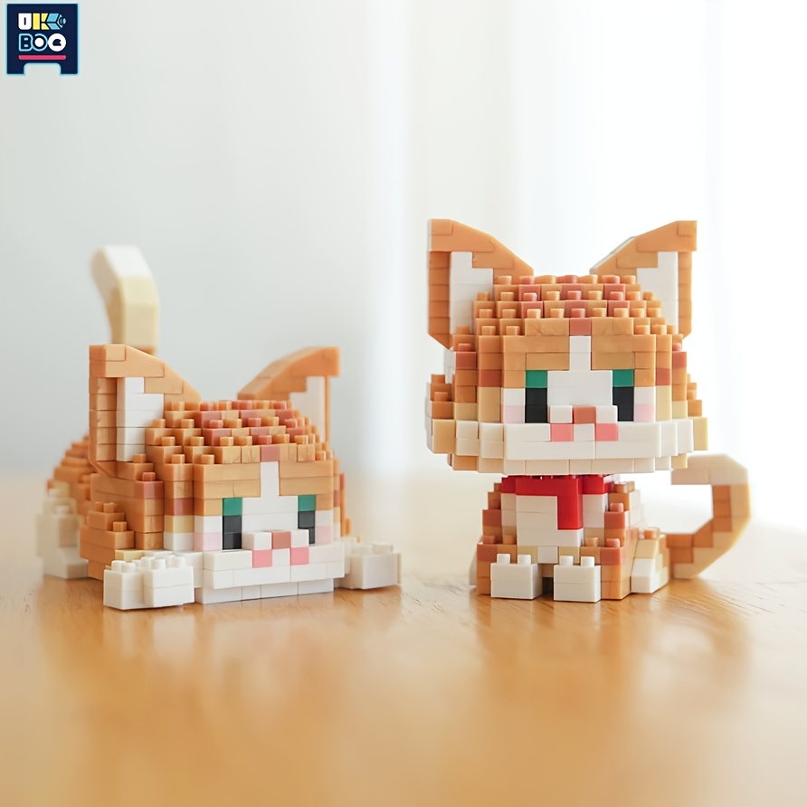 Ukboo Adorable Cat Building Set - 3d Micro Blocks , Colorful Diy Toy For &, Durable Plastic, Mixed Colors, Cat Toys