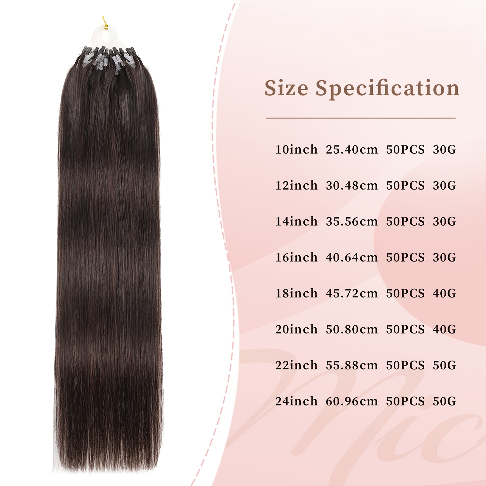 24 Inch Human Hair Micro Bead Extensions Straight Natural Long 50g s-l400.jpg main image 2