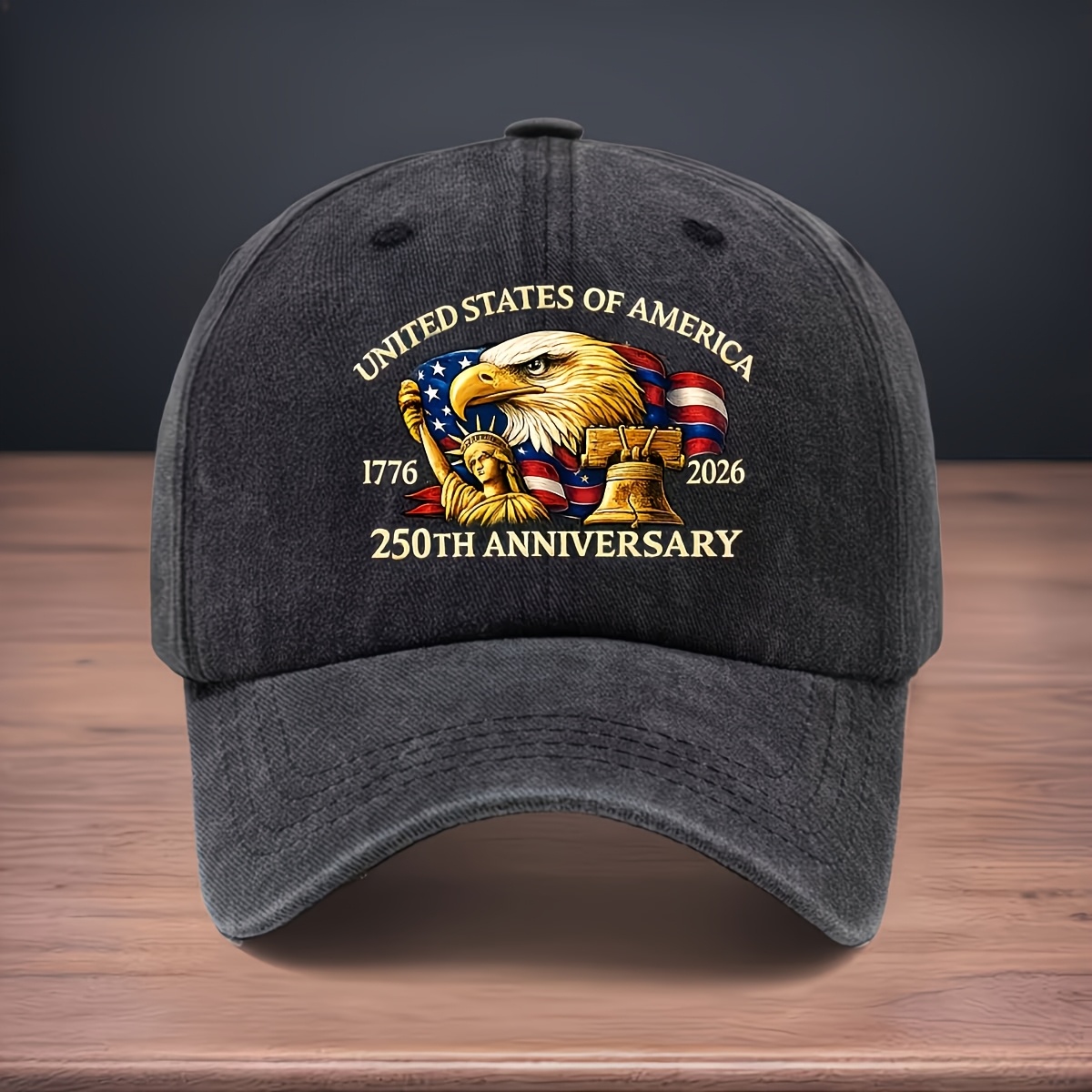 printed to commemorate the 250th anniversary of   of the united states 1776 2026 baseball cap with statue of   and   design curved brim cap washed and distressed duckbill cap versatile and comfortable hip hop hat