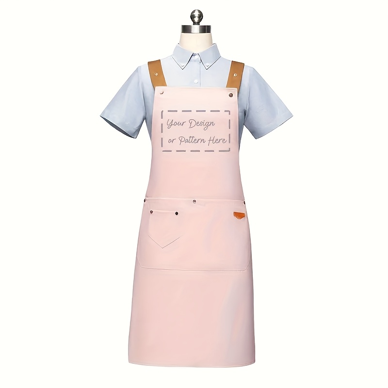 TEMU [customized] 1pc, Custom Logo Apron, And Kitchen Apron, Adjustable Shoulder Straps, Front Pocket For Utensils, Suitable For Camping, Catering,