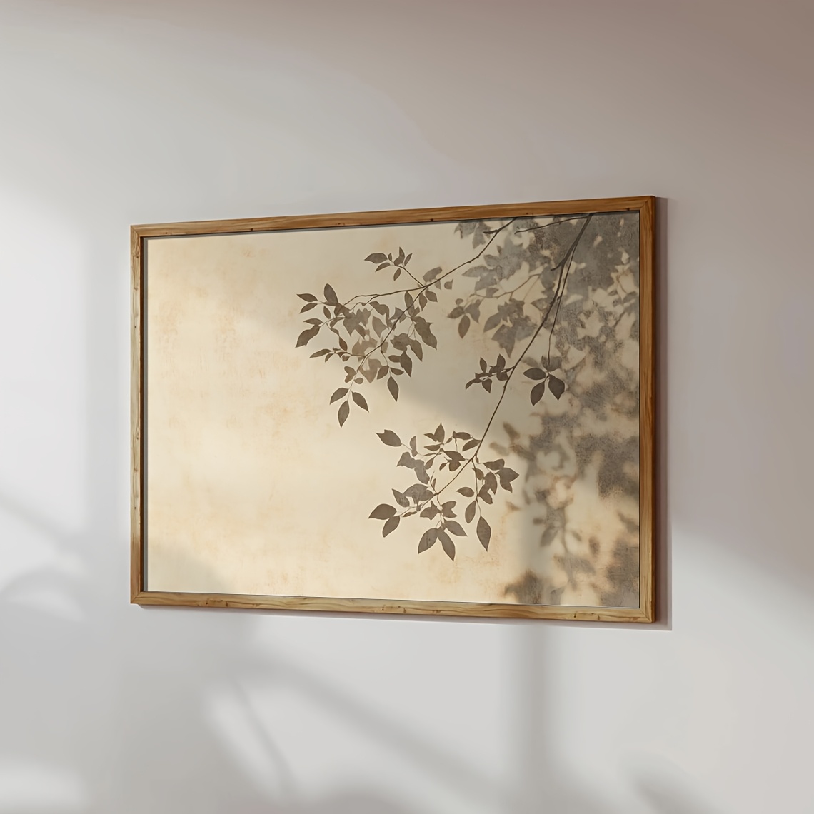 TEMU 2d Flat, Wall Art, Poster, Minimalist Birch Shadow Print, Earth- Wall Painting, Suitable For Living Room And Bedroom Decoration, Housewarming