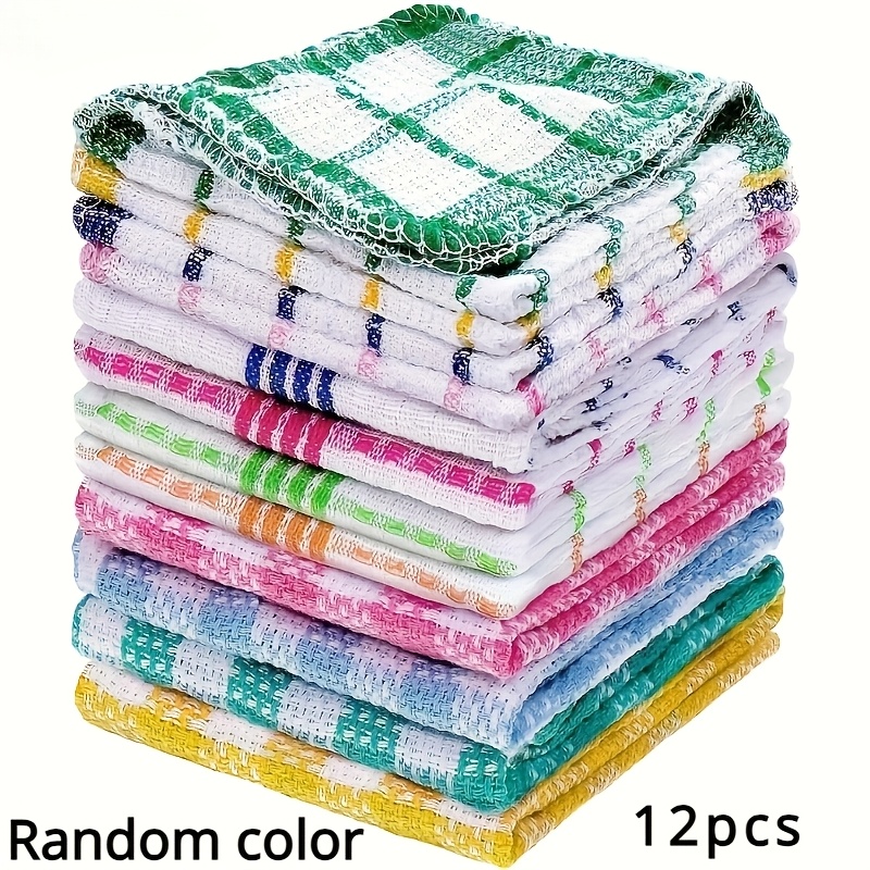 TEMU 12pcs Double Sided Dishwashing Cloth, Kitchen Supplies, Household Chores, Cleaning Cloths, Non Shedding Cleaning Cloth