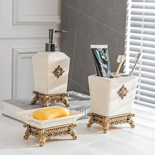 lekki minimalistyczny w003 ceramiczny dozownik do żelu pod prysznic i mydła do rąk z wzorem pęknięć lodu, kreatywny typ naciskowy, do łazienki hotelowej i domowej, pojemnik na szczoteczkę do zębów, mydelniczka i indywidualne akcesoria łazienkowe