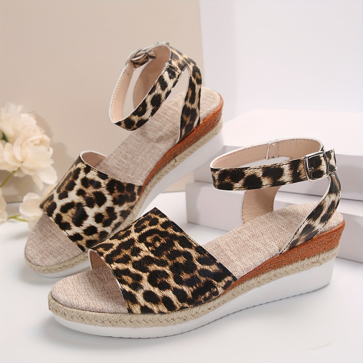 Leopard wedge sandals on sale