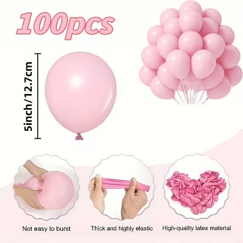TEMU Paquete de 100 globos rosas de 5 pulgadas - Adecuados para fiestas de , graduaciones, de género, despedidas de soltera, fiestas temáticas de ,